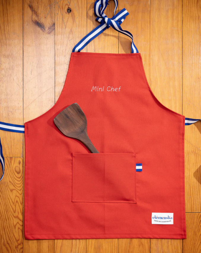 Tablier enfant Brodé Mini chef Rouge
